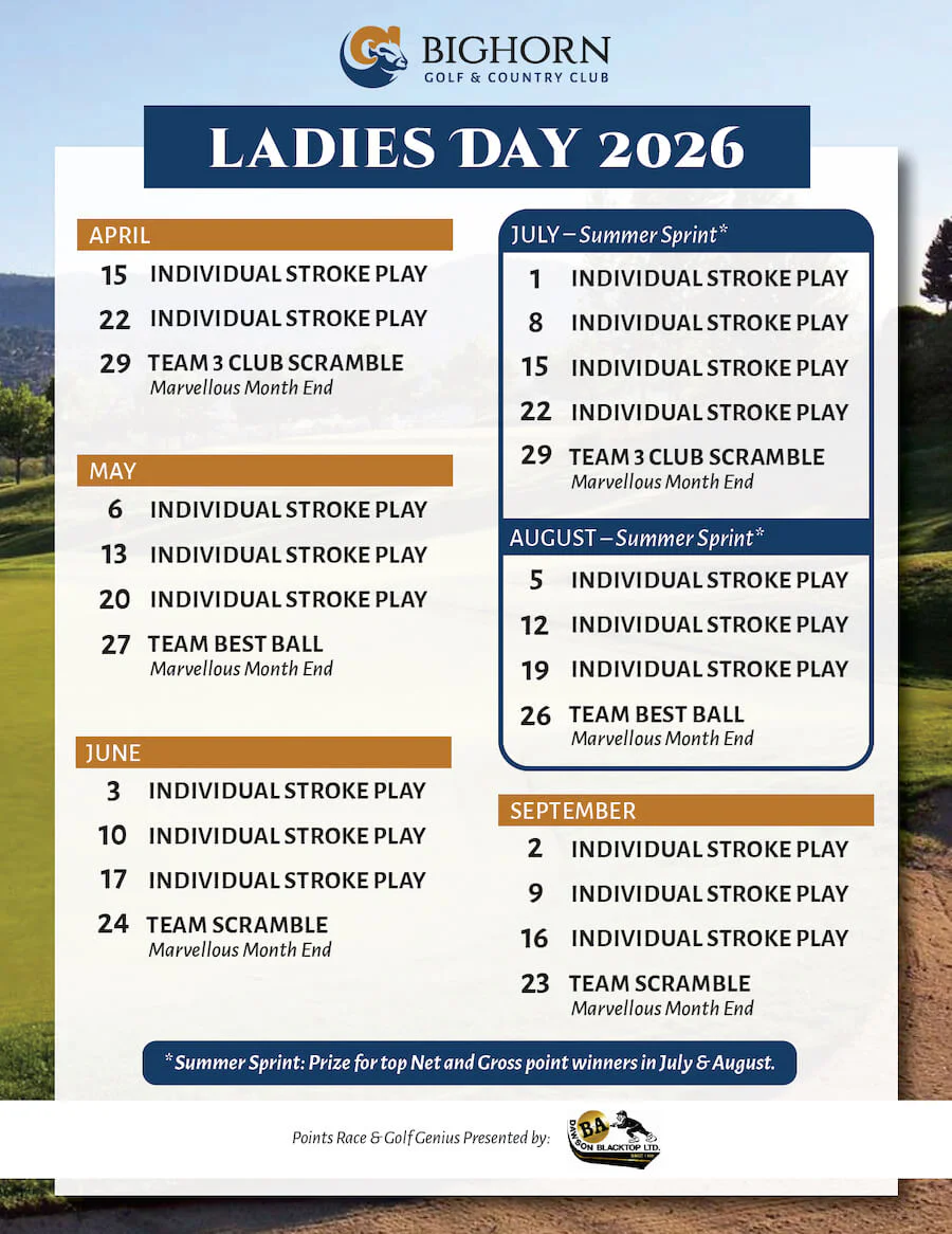 BigHorn Ladies Day 2026 Schedule